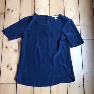 🌸🌺Navy blue scalloped silk top